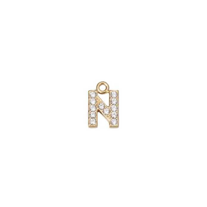 N Letter Charm (Diamonds + Gold)