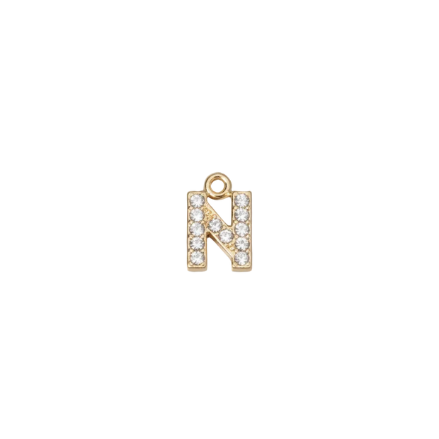 N Letter Charm (Diamonds + Gold)