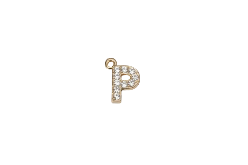 P Letter Charm (Diamonds + Gold)