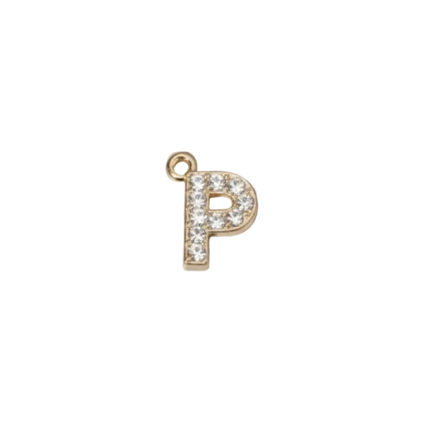 P Letter Charm (Diamonds + Gold)
