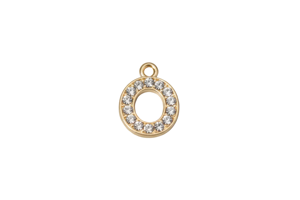 O Letter Charm (Diamonds + Gold)