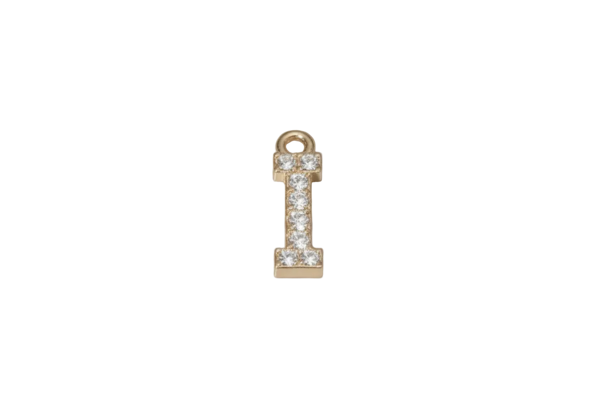I Letter Charm (Diamonds + Gold)