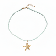Starfish Nautical Knot Necklace (Seafoam Greend)