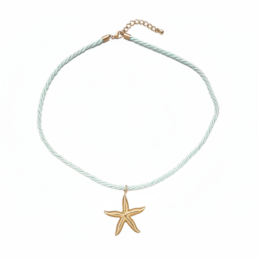 Starfish Nautical Knot Necklace (Seafoam Greend)