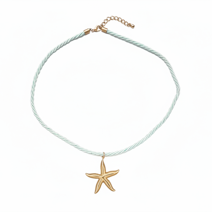 Starfish Nautical Knot Necklace (Seafoam Greend)