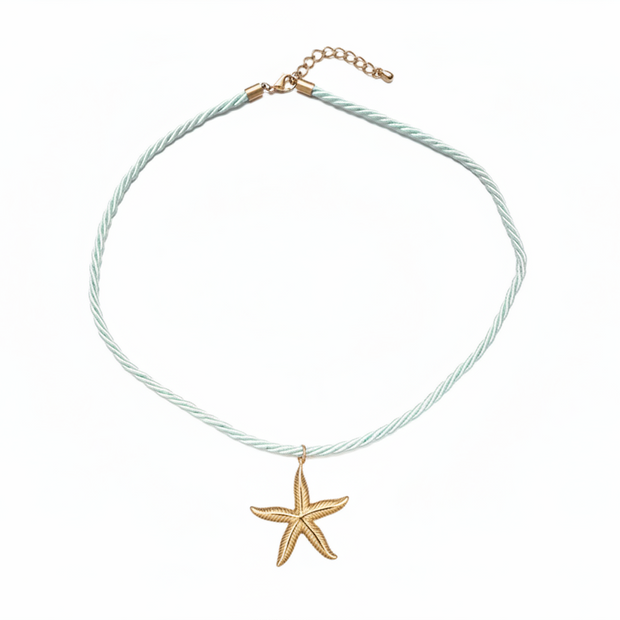 Starfish Nautical Knot Necklace (Seafoam Greend)