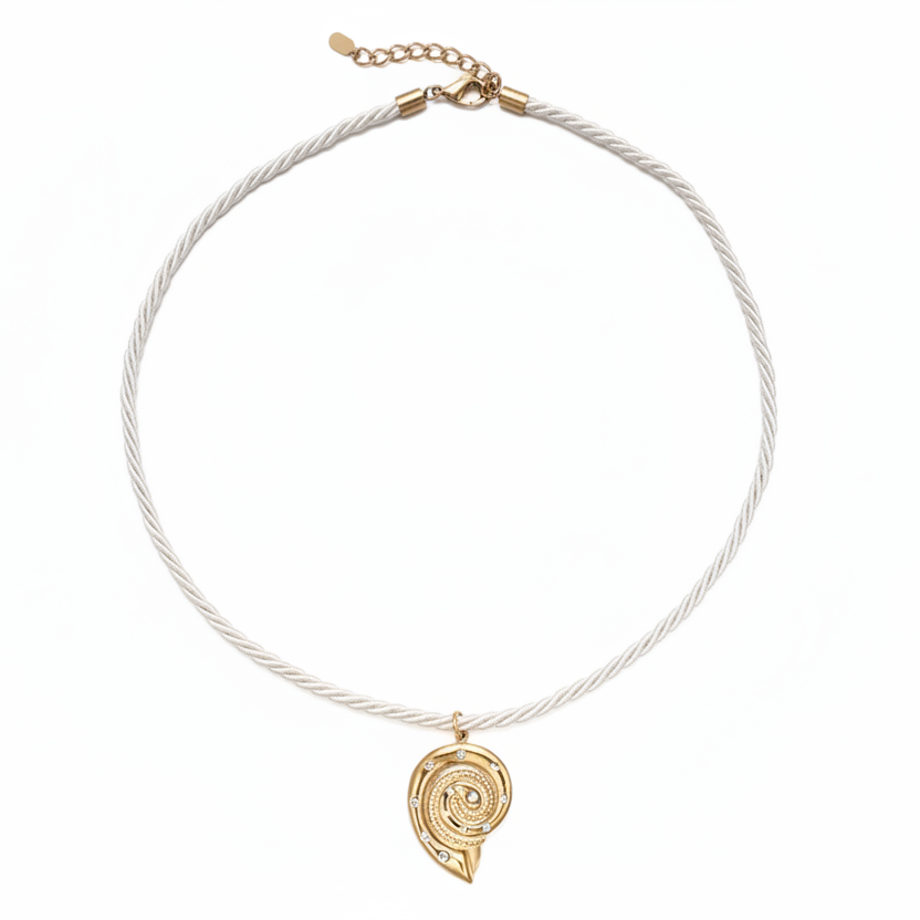 Seashell Nautical Rope Necklace (White)