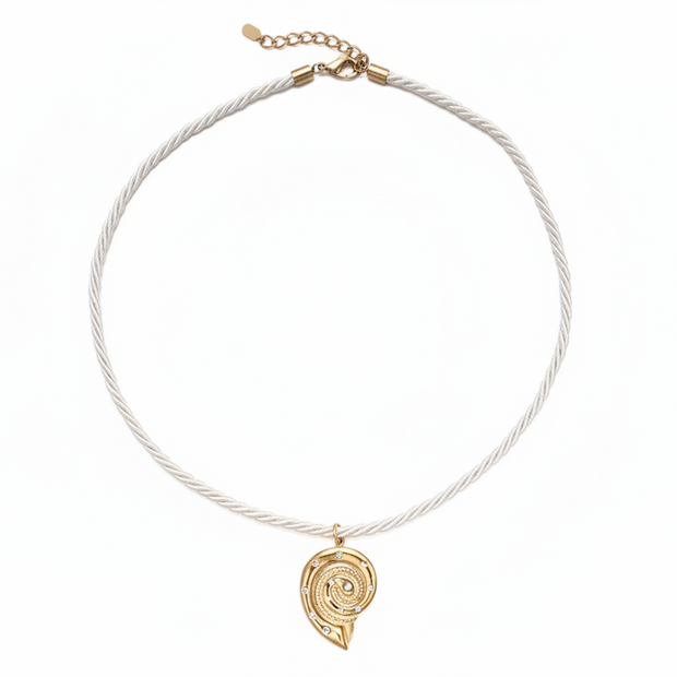 Seashell Nautical Rope Necklace (White)