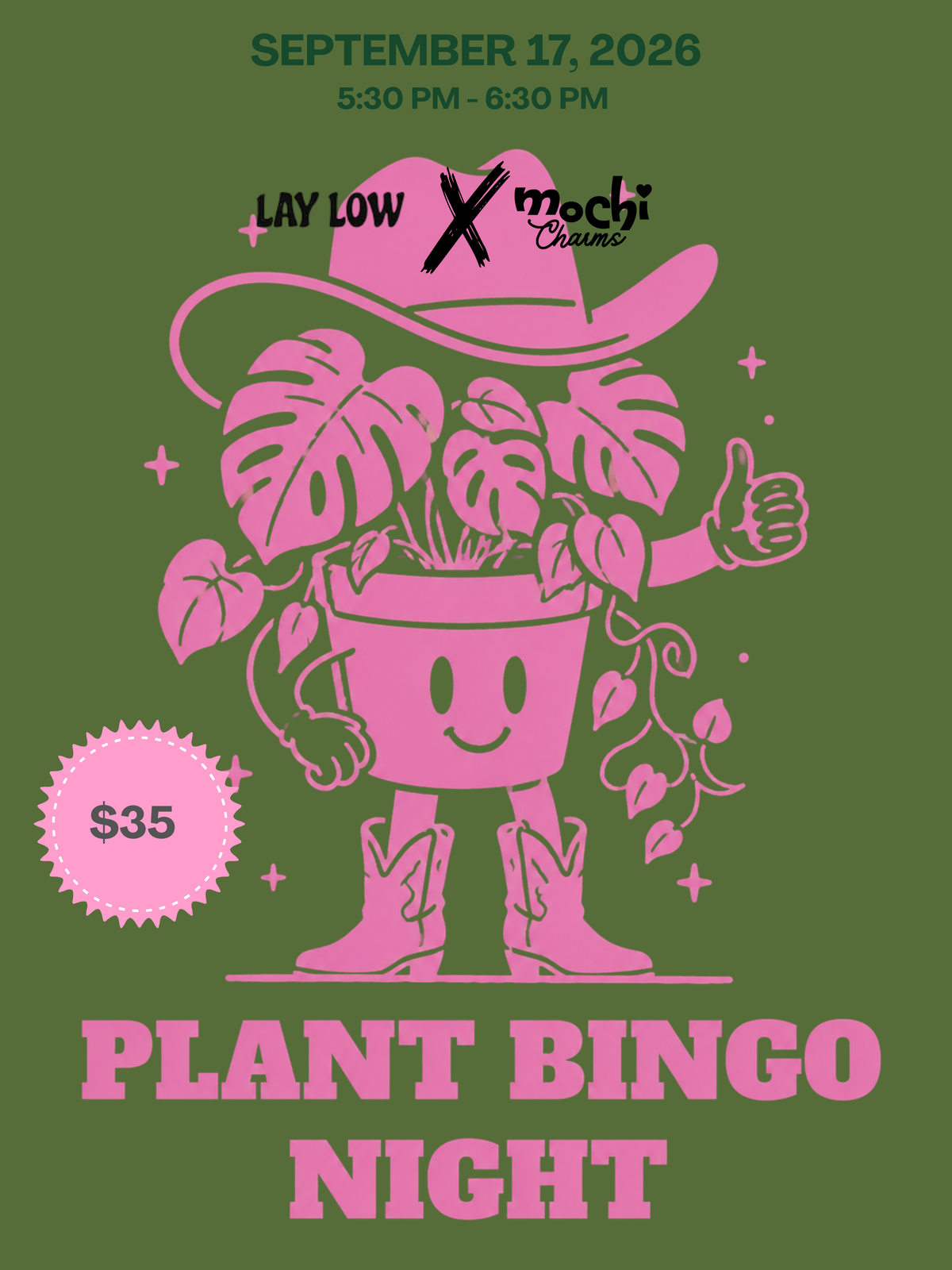 Mochi Charms Plant Bingo Night at Lay Low - September 17th, 2026